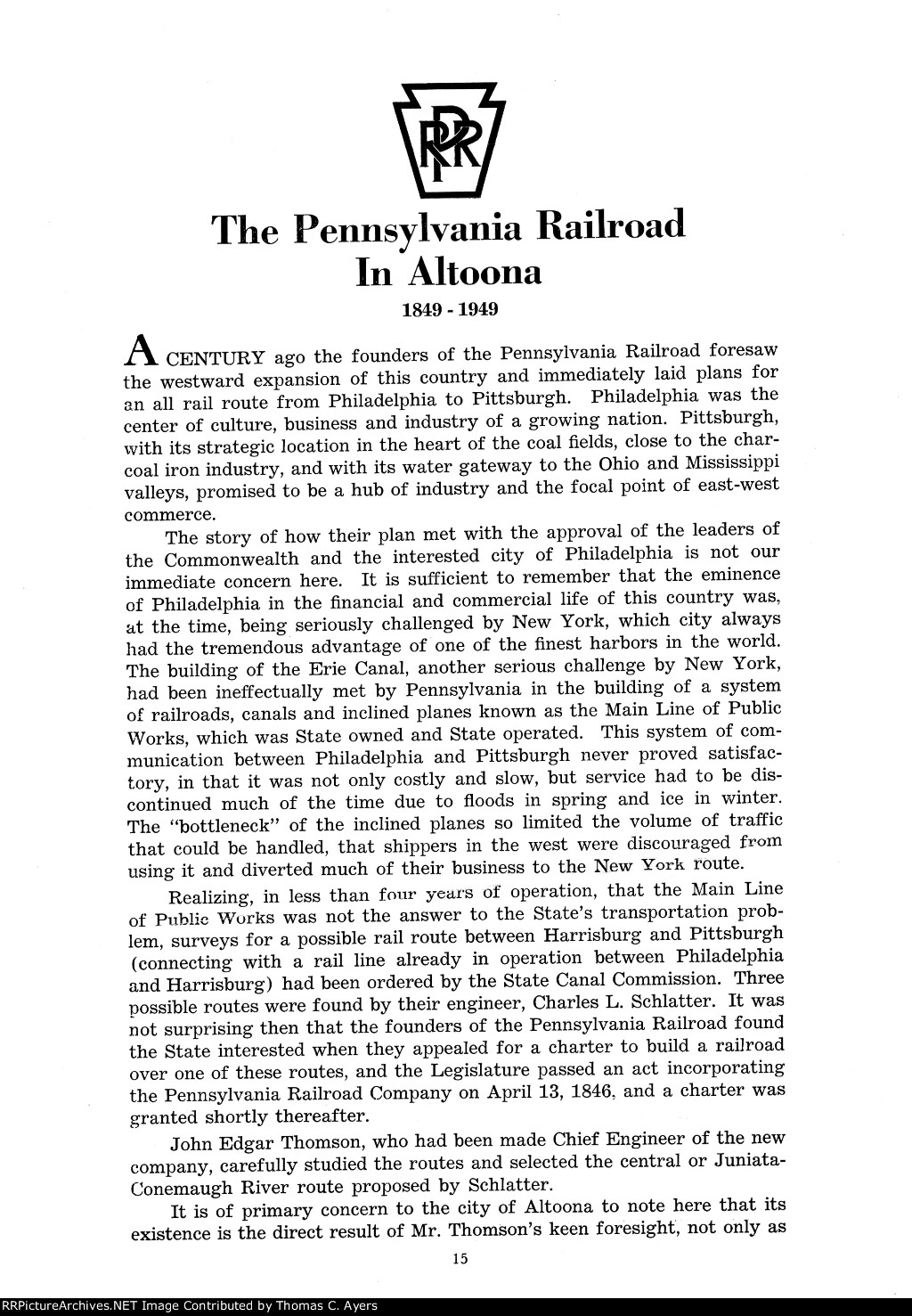 "The Pennsylvania Railroad In Altoona," Page 15, 1949